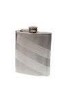 Closed shiny metal flask for liquids, isolated on white background