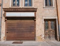 Closed shop window in old house Royalty Free Stock Photo