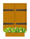 Closed shutter wooden window for design vector illustration Royalty Free Stock Photo