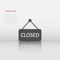 Closed sign icon in flat style. Accessibility vector illustration on white isolated background. Message business concept Royalty Free Stock Photo