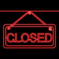 Closed sign icon neon glow concept