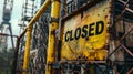 Closed sign on rusty industrial gate Royalty Free Stock Photo