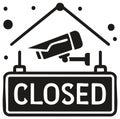 Closed Sign with Security Camera Vector Illustration Signage Business Security Royalty Free Stock Photo