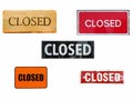 Closed signs isolated over white Royalty Free Stock Photo