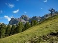 A closed ski lift in the Dolomites Royalty Free Stock Photo