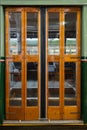 Closed sliding door of classic tram in Milan Royalty Free Stock Photo