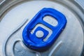 Closed soda can made of silver metal above view, with small drops of water Royalty Free Stock Photo