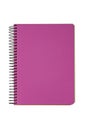 Closed spiral bound notepad with pink cover isolated on white background Royalty Free Stock Photo