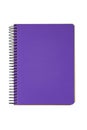 Closed spiral bound notepad with purple cover isolated on white background Royalty Free Stock Photo