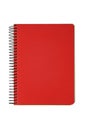 Closed spiral bound notepad with red cover isolated on white background Royalty Free Stock Photo