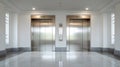 Closed stainless steel elevator doors in a modern building hallway. Royalty Free Stock Photo