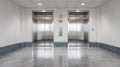 Closed stainless steel elevator doors in a modern building hallway. Royalty Free Stock Photo