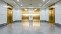 Closed stainless steel elevator doors in a modern building hallway. Royalty Free Stock Photo