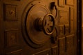 Closed steel bank vault door, close-up. Bank vault. Safe storage of valuables Royalty Free Stock Photo