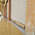Closed stores in Morbi city bazaar Royalty Free Stock Photo