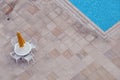 Closed sunshade at poolside Royalty Free Stock Photo