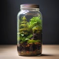 Natural world environment inside a jar