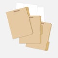 Closed tabbed file folders with interior fastener to keep paper  template Royalty Free Stock Photo