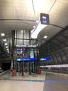 HELSINKI FINLAND - DEC 4: Helsinki-Vantaa airport train terminal empty of passengers due to travel restrictions -