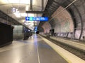 HELSINKI FINLAND - DEC 4: Helsinki-Vantaa airport train terminal empty of passengers due to travel restriction