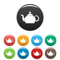 Closed teapot icons set color vector