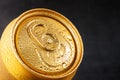 Closed tin can, close-up top view. Royalty Free Stock Photo