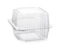 Closed transparent plastic food packaging box