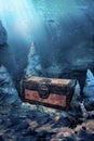 Closed treasure chest underwater Royalty Free Stock Photo