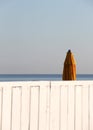 Closed umbrella of a bathing establishment