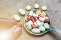 Closed up of accumulate medicine pills Royalty Free Stock Photo