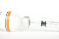 Closed up action Injection preparation with ampoule and syringe