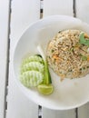 Closed up carp fried rice, ready to eat and quick cooking food
