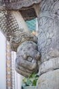 Closed up detail Chinese Warrior Sculpture in The Phra Chettuphon Wimon Mangkhalaram Wat pho