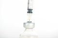 Closed up filling injection syringe from medical ampule