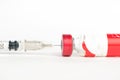 Closed up Injection preparation with vial and syringe on white Royalty Free Stock Photo