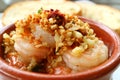 Closed-up of Mouthwatering Spanish Style Garlic Shrimp or Gambas al Ajillo