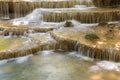 Closed up natural topical stream waterfalls in deep forest national park