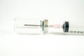 Closed up needle put in vial Royalty Free Stock Photo