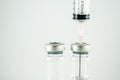 Closed up needle put in vial Royalty Free Stock Photo