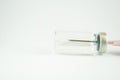 Closed up needle put in vial Royalty Free Stock Photo