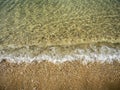 Closed up of sea wave moving on the sand beach