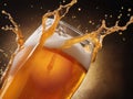 A glass of fresh and ice cold beer splashing Royalty Free Stock Photo