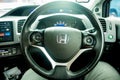 Closed up shot of Honda Logo at steering wheel