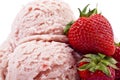Closed up strawberry ice cream with strawberry