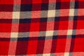 Closed up texture of bluee, white and red hipster shirt check pattern