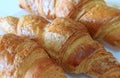 Closed up Texture of Three Fresh Whole Wheat Croissant Pastries Royalty Free Stock Photo