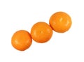 Closed up three ripe vivid color oranges isolated on white background Royalty Free Stock Photo