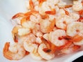 Closed up unshelled shrimp for cocktail