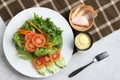 Closed up vegetable salad. and chicken chest meat. Royalty Free Stock Photo