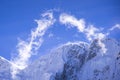 Closed up view of Everest peak with clouds from Gorak Shep. During the way to Everest base camp.